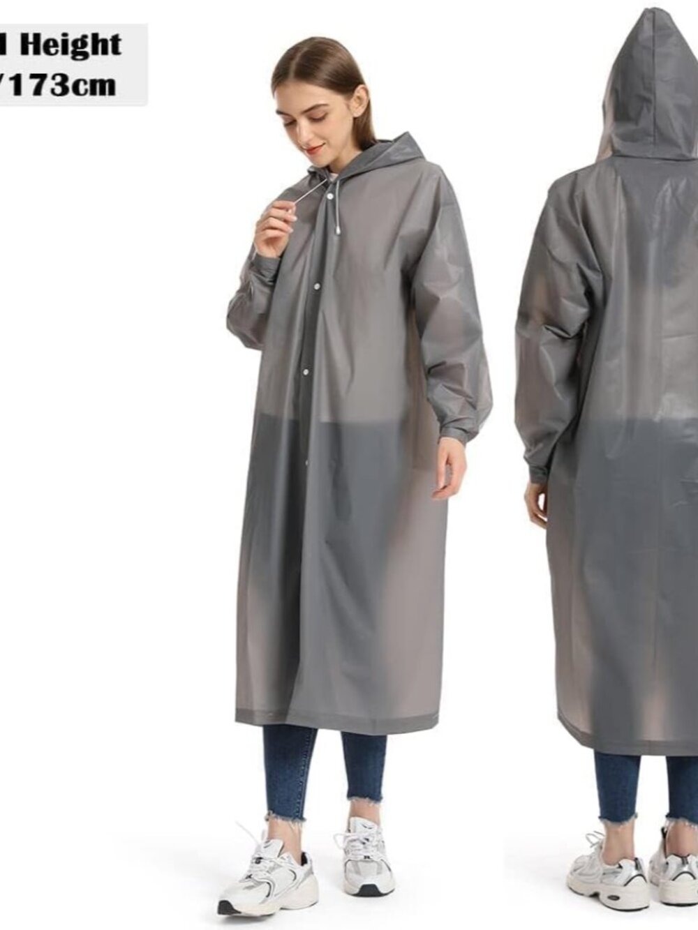 2 Pack Raincoats for Adults Reusable, EVA Rain Ponchos Lightweight Rain Coat Wat - Picture 6 of 8